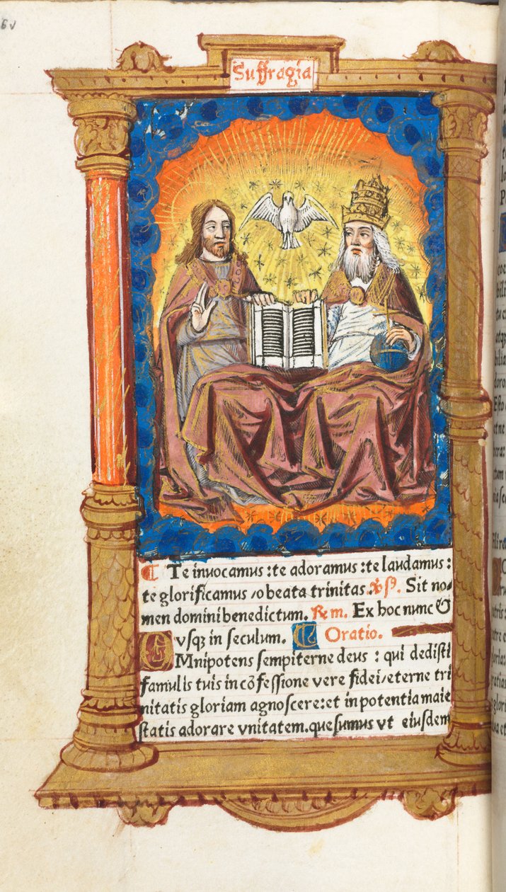 Livro de horas impresso (uso de Roma): fol. 94v, A Trindade de Guillaume Le Rouge