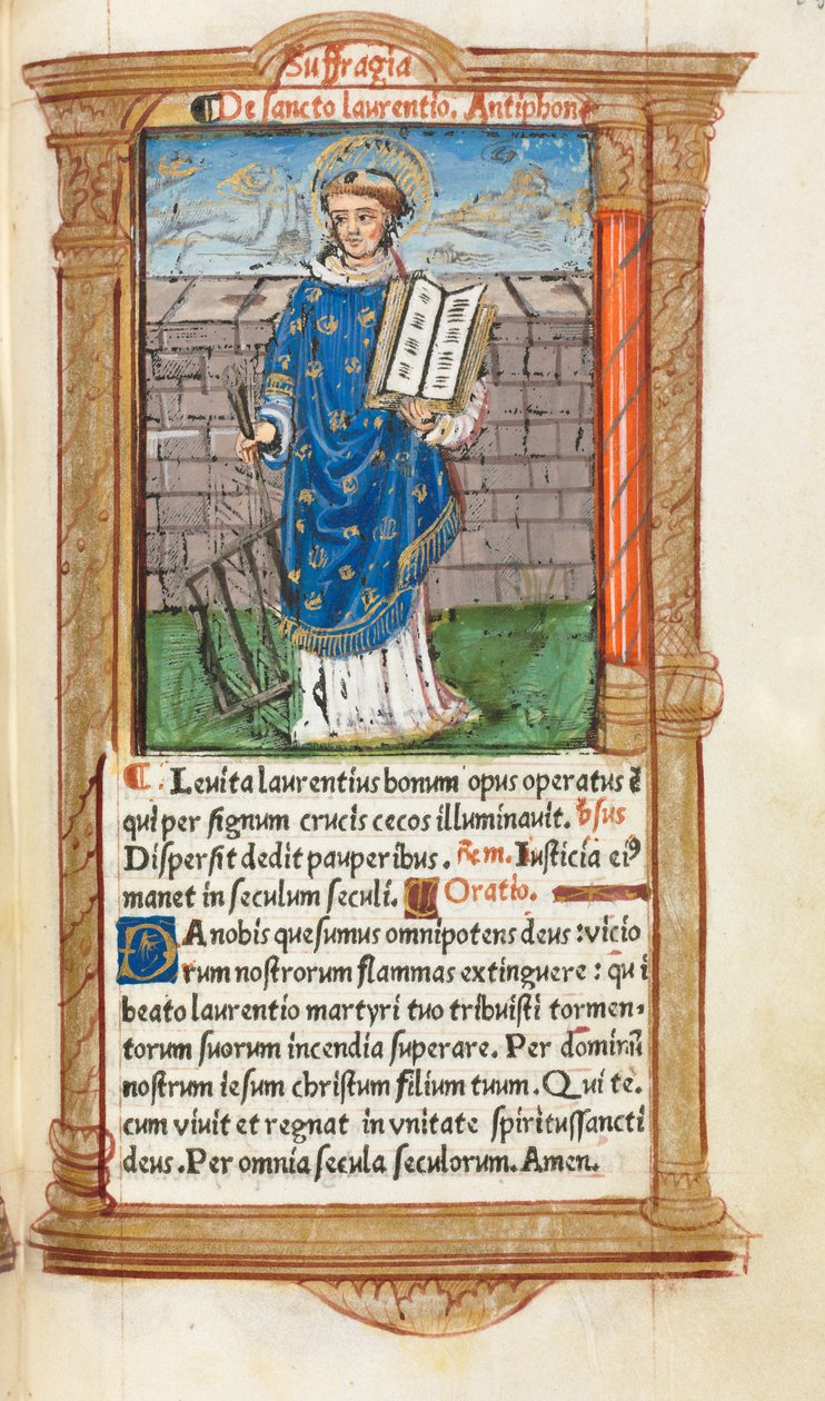 Livro das Horas Impresso Uso de Roma: fol. 101r, São Lourenço, 1510. de Guillaume Le Rouge