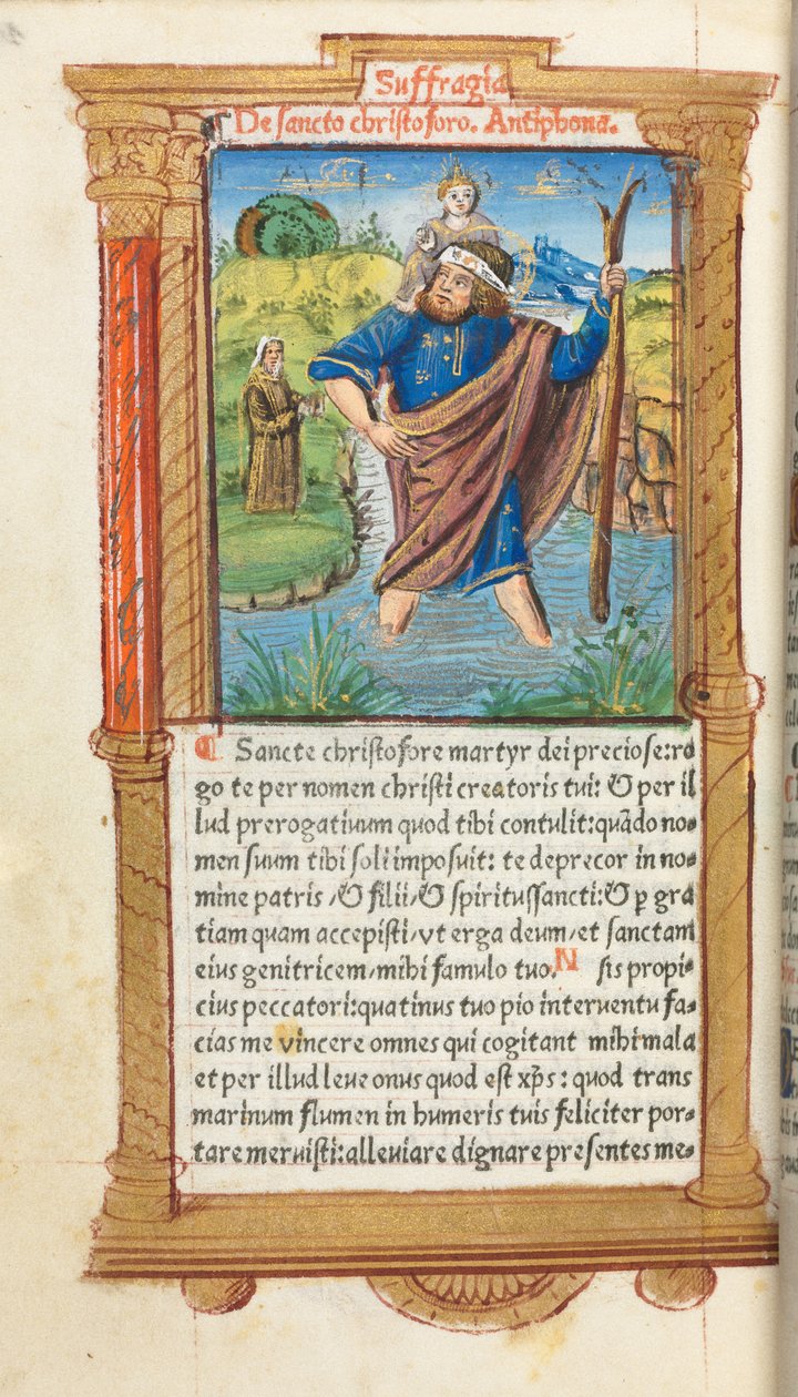 Livro das Horas Impresso Uso de Roma: fol. 101v, São Cristóvão, 1510. de Guillaume Le Rouge
