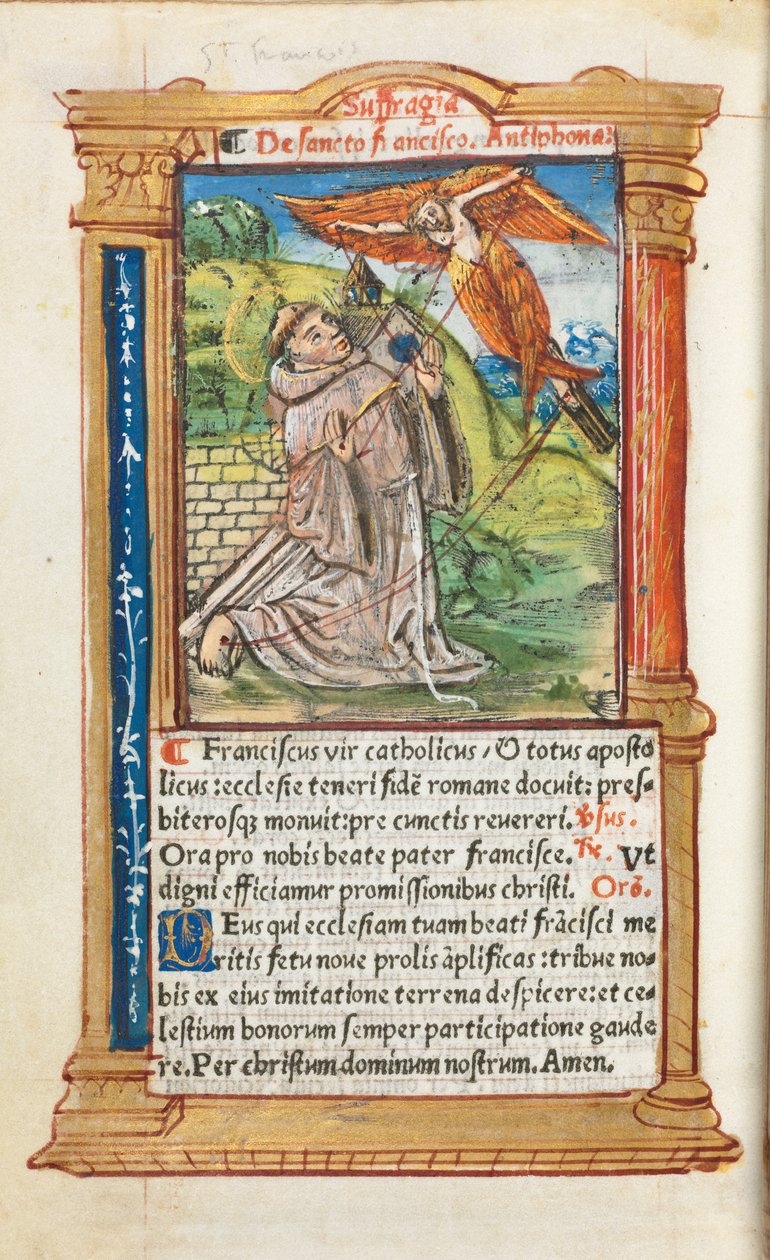 Livro das Horas Impresso Uso de Roma: fol. 106v, São Francisco de Assis, 1510. de Guillaume Le Rouge