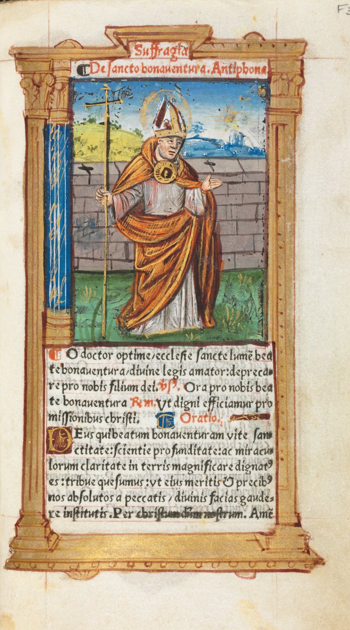 Livro das Horas Impresso Uso de Roma: fol. 107r, São Bonaventura, 1510. de Guillaume Le Rouge