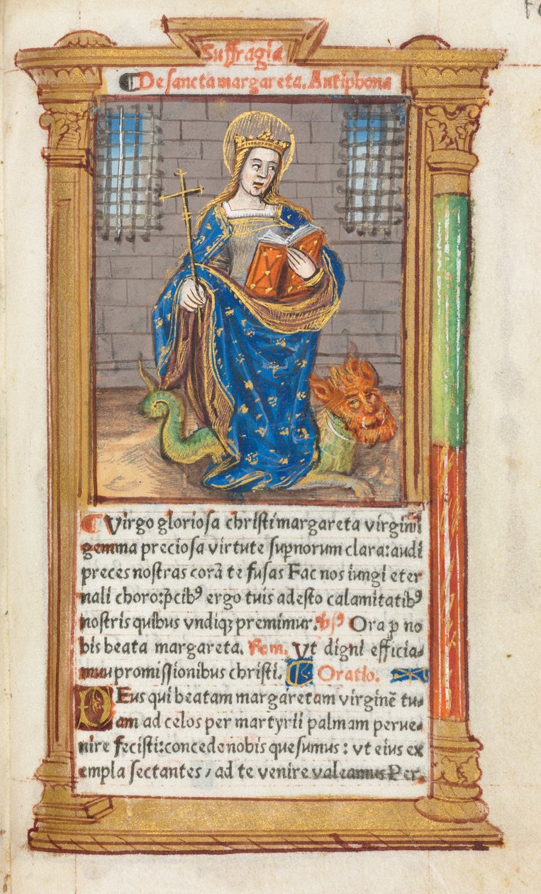 Livro das Horas Impresso Uso de Roma: fol. 110r, St. Margaret, 1510. de Guillaume Le Rouge
