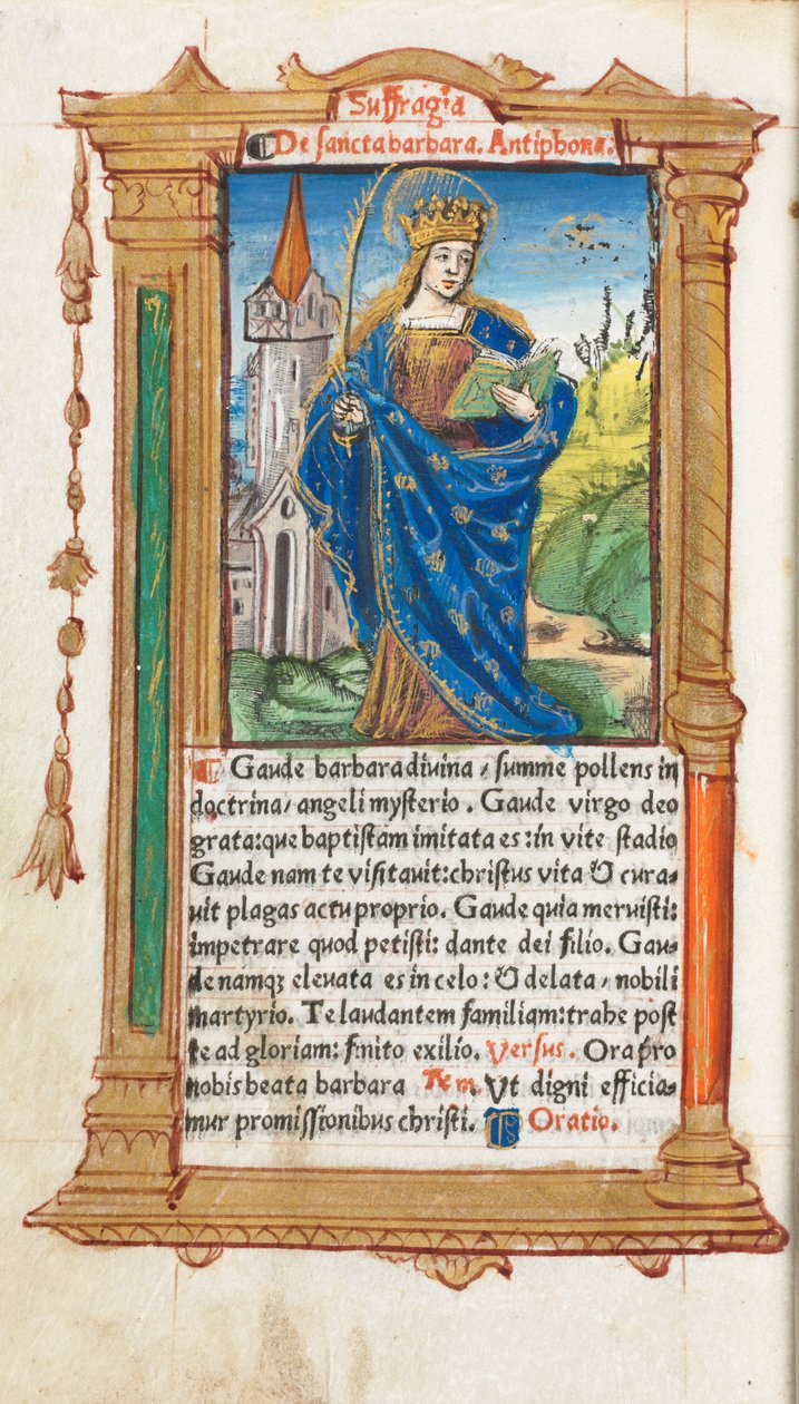 Livro das Horas Impresso Uso de Roma: fol. 110v, Santa Bárbara, 1510. de Guillaume Le Rouge