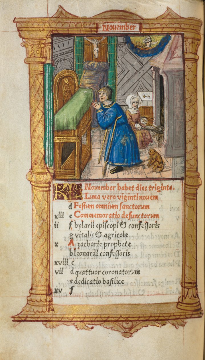 Livro das Horas Impresso Uso de Roma: fol. 12v, página do calendário de novembro, 1510. de Guillaume Le Rouge