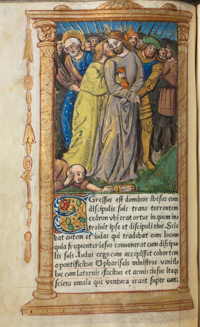 Livro impresso das horas Uso de Roma: fol 20v, Cristo no Getsêmani, 1510. de Guillaume Le Rouge