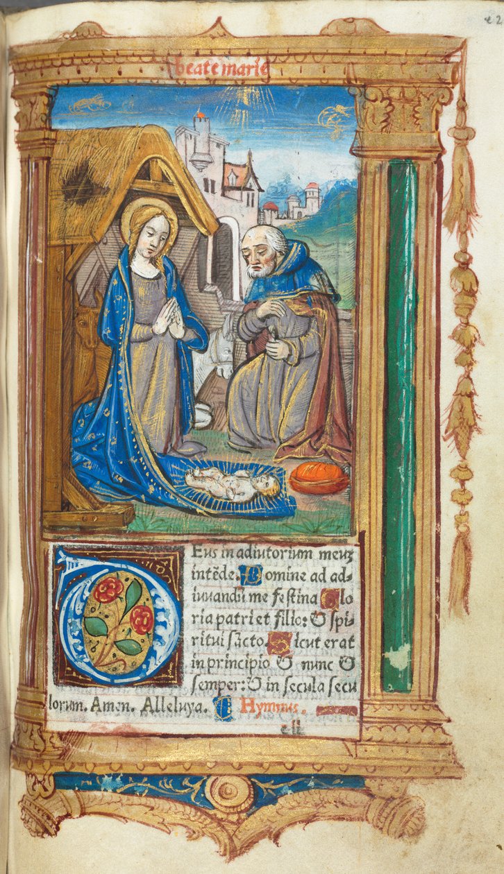 Livro das Horas Impresso Uso de Roma: fol. 34r, A Natividade, 1510. de Guillaume Le Rouge