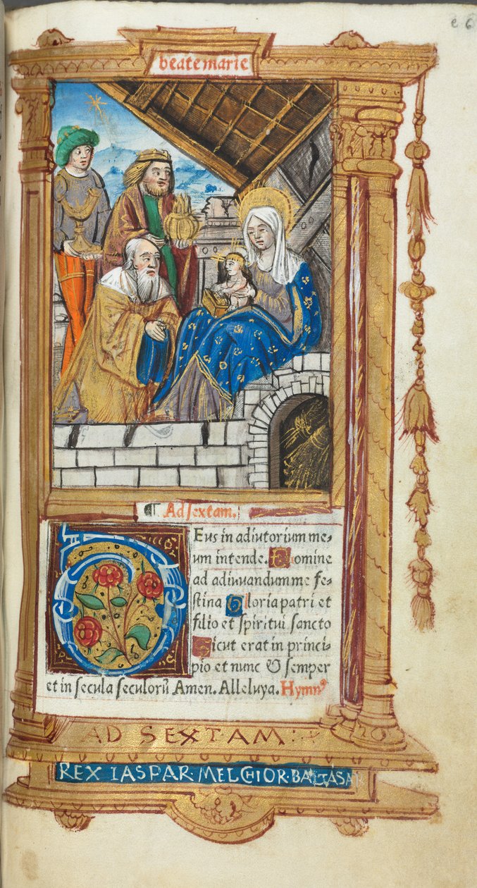 Livro das Horas Impresso Uso de Roma: fol. 38r, Adoração dos Magos, 1510. de Guillaume Le Rouge