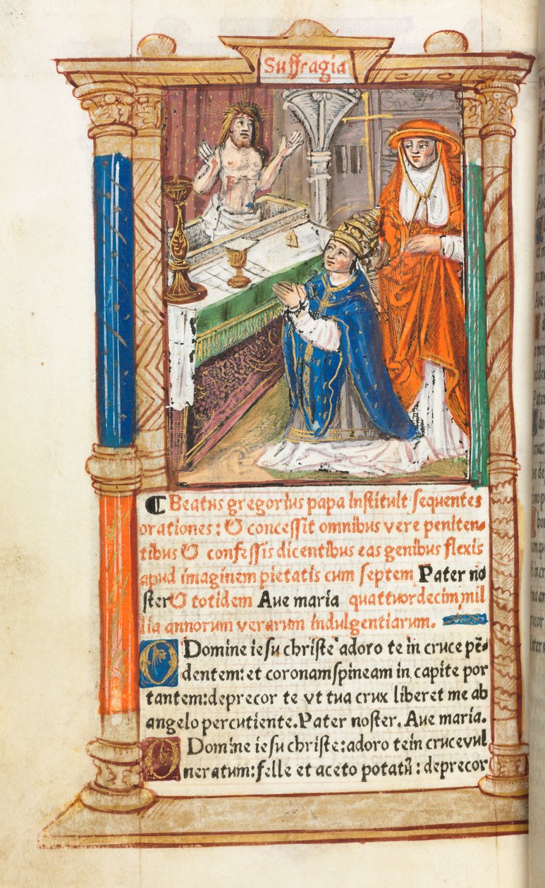 Livro das Horas Impresso Uso de Roma: fol. 96v, missa de São Gregório, 1510. de Guillaume Le Rouge