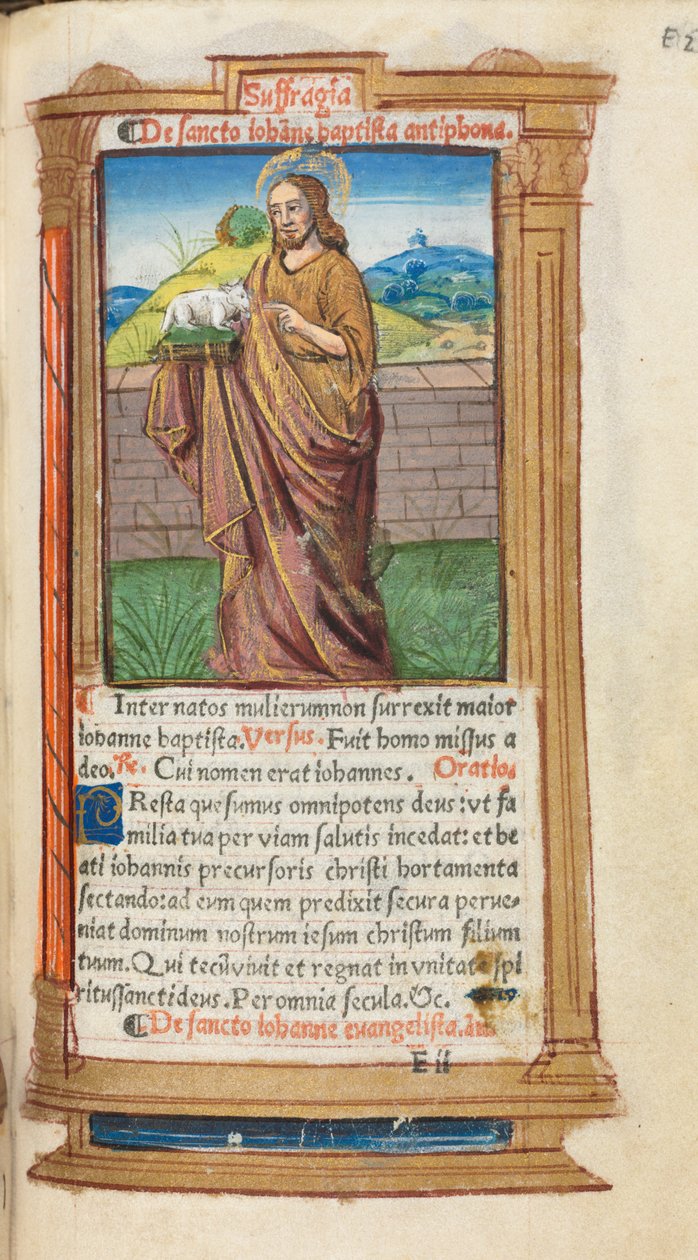 Livro das Horas Impresso Uso de Roma: fol. 98r, São João Batista, 1510. de Guillaume Le Rouge