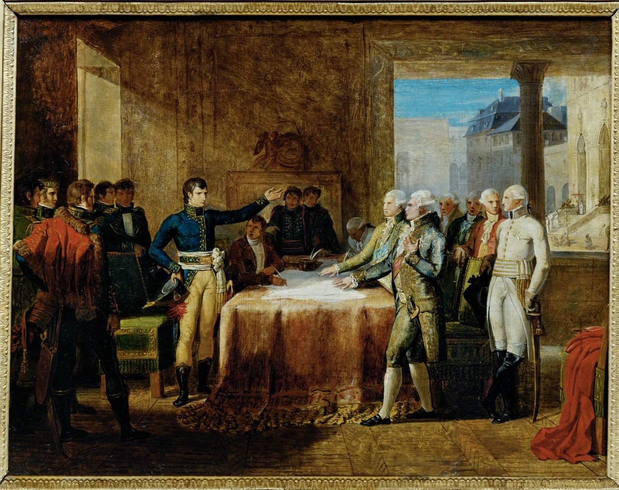Preliminares da paz assinada em Leoben em ... (pintura sobre tela) de Guillaume Lethiere