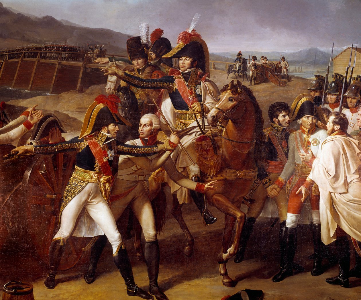 Surpresa da ponte de Tabour sobre o Danúbio 14/11/1805 Vitória dos marechaux Lannes e Murat sobre o príncipe de Auersperg. Detalhe representando Jean Lannes, Duque de Montebello (1769-1809), Joachim Murat (1787-1815) durante a primeira campanha do Danúbio. de Guillaume Lethiere