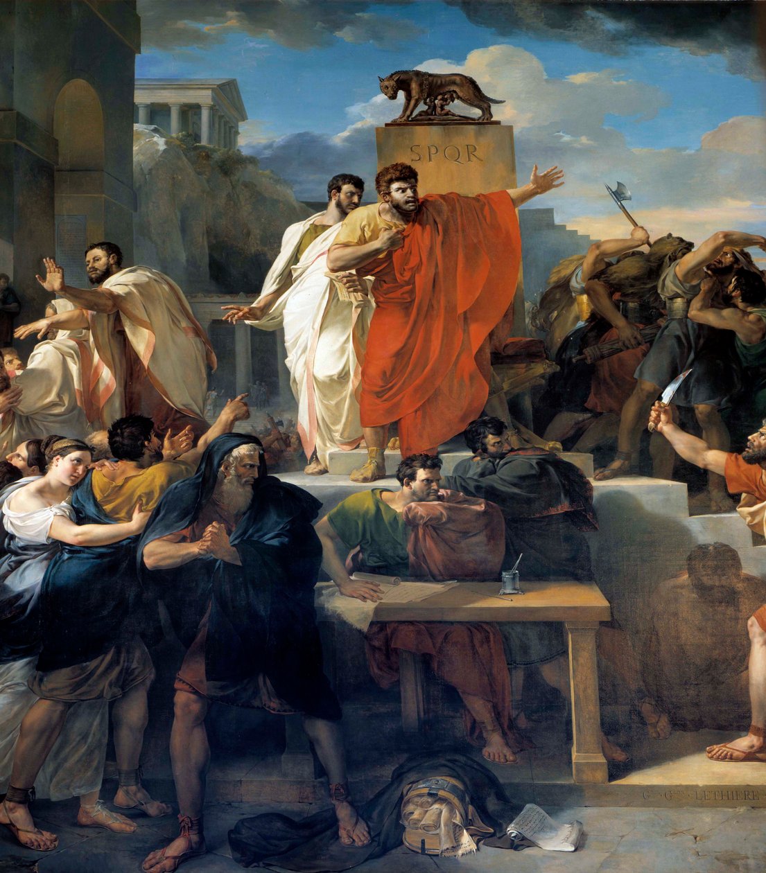 A morte de Virgínia Em 449 AC, Appius Claudius, decemvir sob a República de Roma reivindica Virgínia (Verginia), filha do Centurião Virginius (Verginius) pelo qual ele está apaixonado, como seu escravo. Abusando do seu poder, ele a faz parar. O decemvir c de Guillaume Lethiere