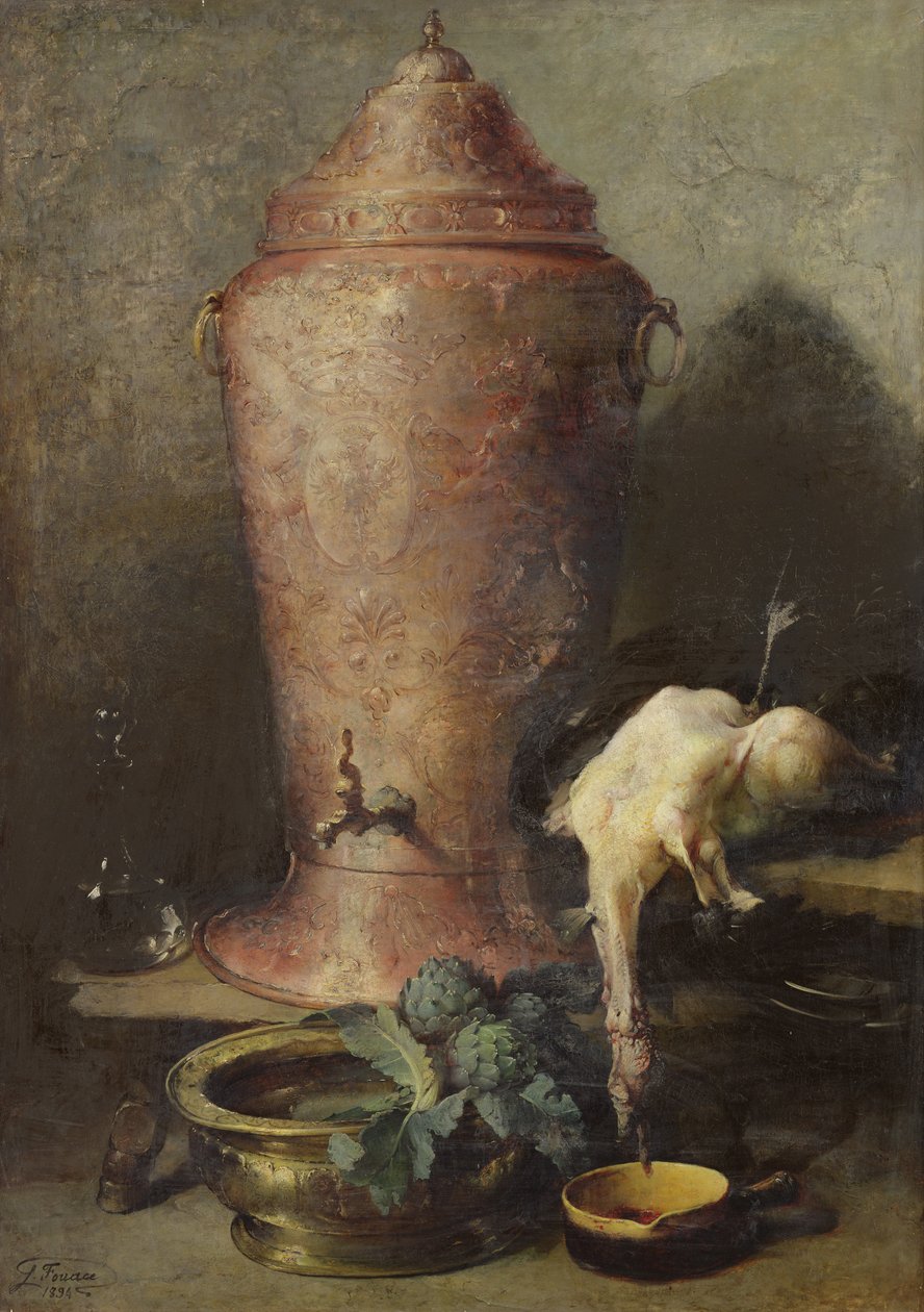 Ainda vida com fonte, 1894 de Guillaume Romain Fouace