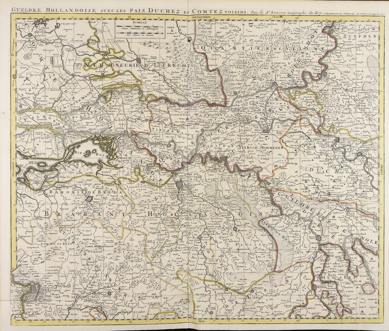Gueldre hollandoise avec les pais, duchez et comtez voisins / par le sr. Sanson geógrafo do rei de Guillaume Sanson