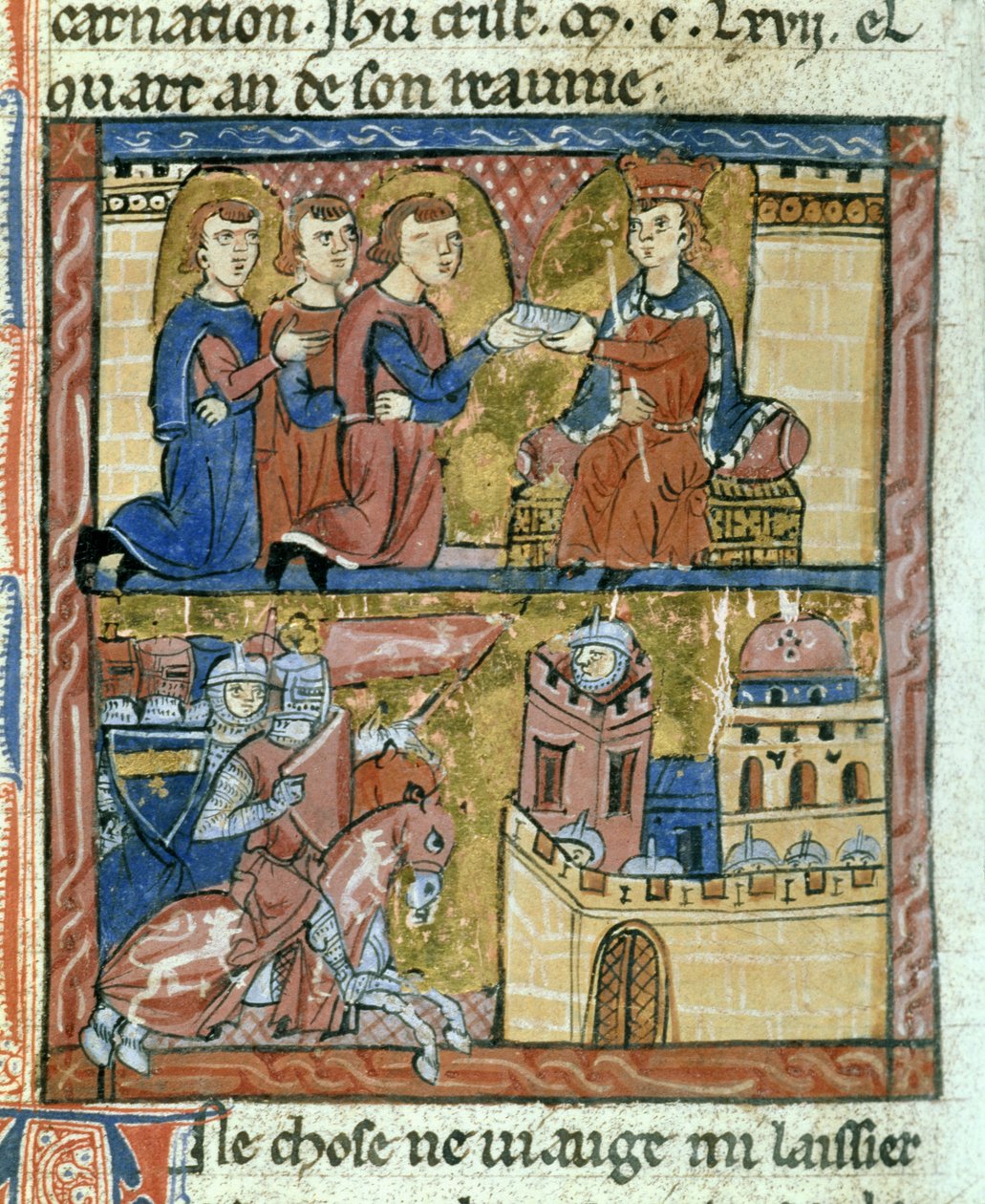 Mensageiros trazendo uma carta do Imperador Manuel I Comnene para Amaury I de Jerusalém - Cruzadas cercando Bilbeis de Guillaume de Tyr