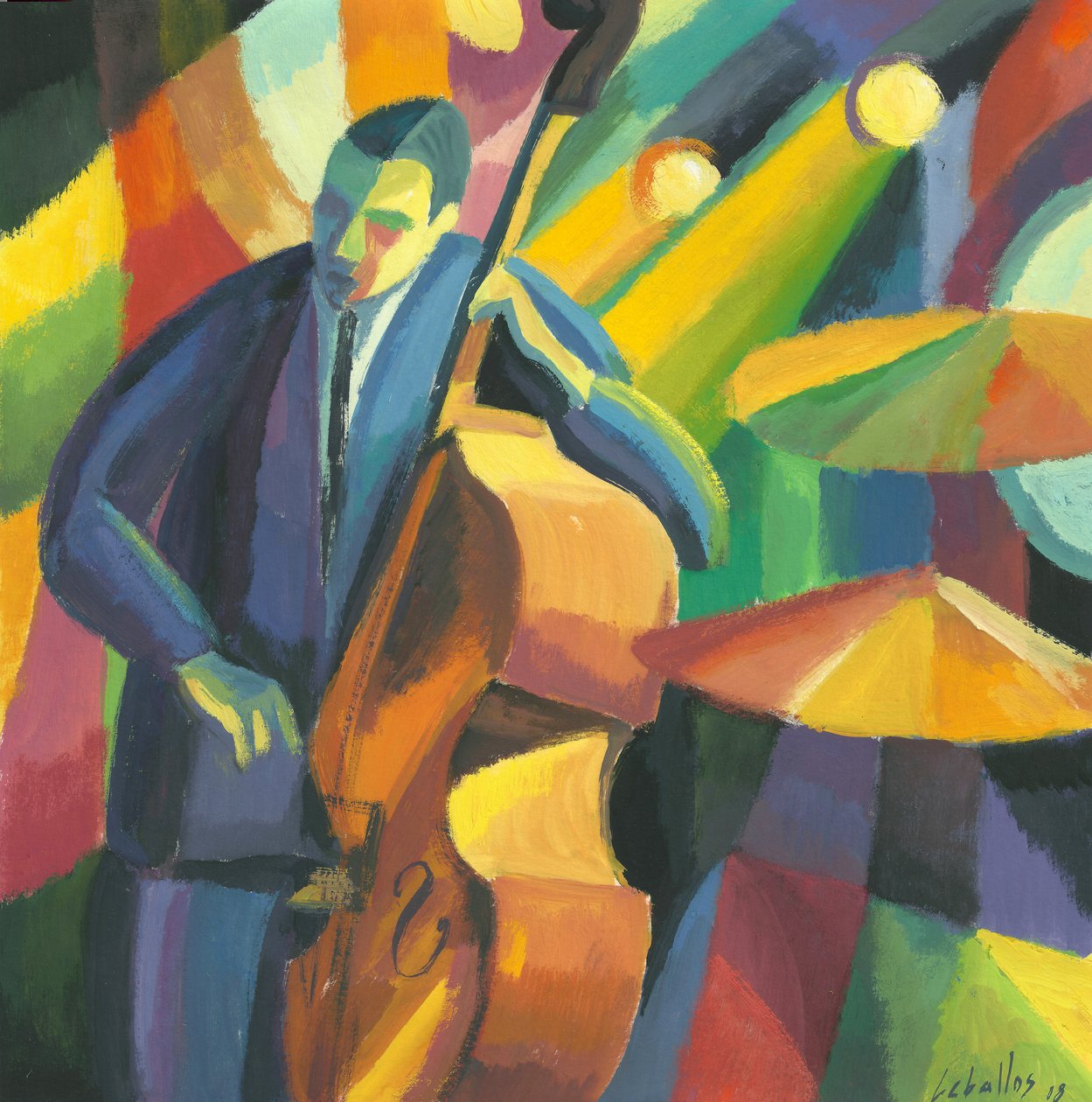 Contrabaixista, 2008 (guache sobre papel) de Guillermo Martí Ceballos