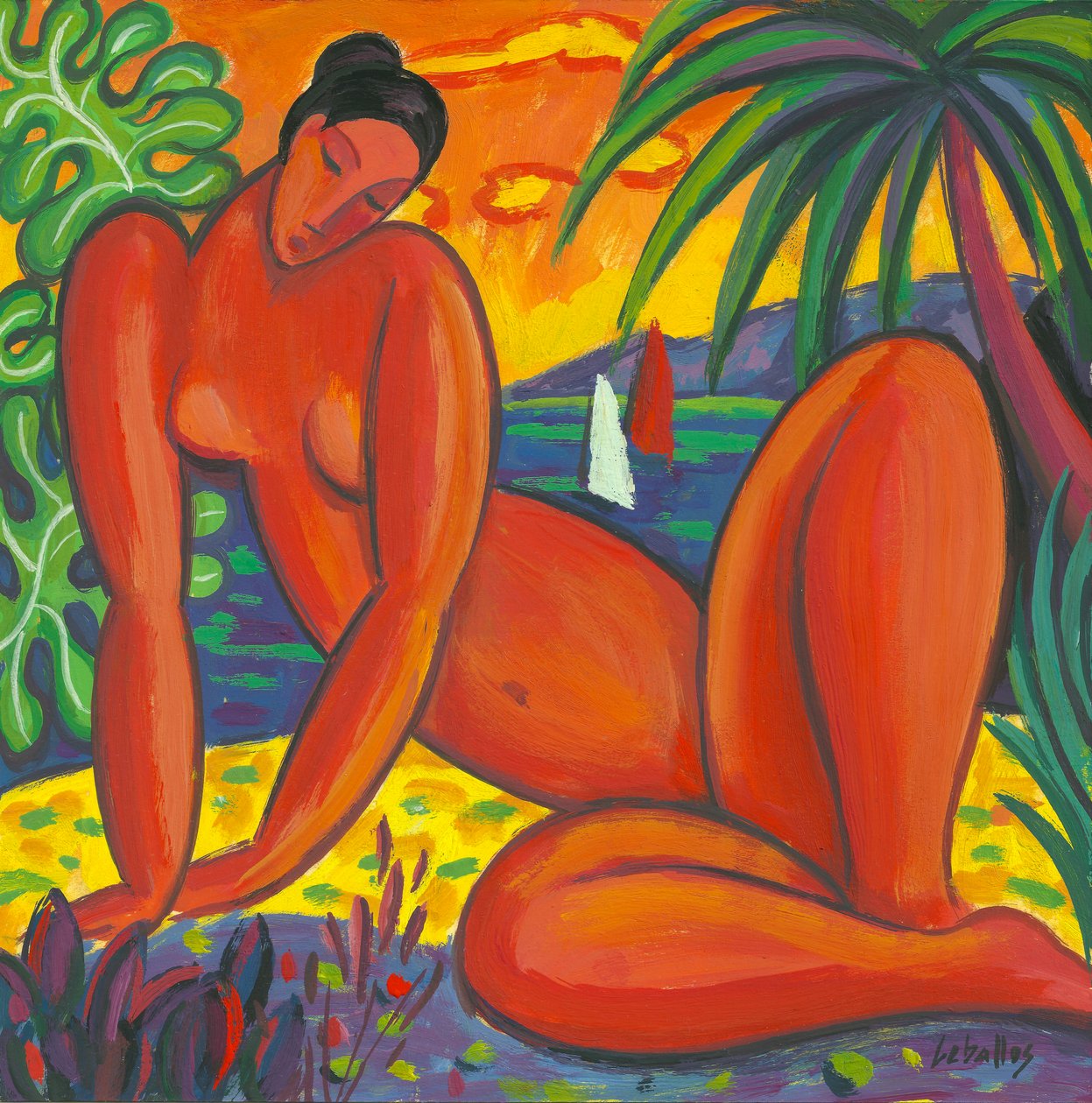 Nu taitiano, 2013 (guache sobre papel) de Guillermo Martí Ceballos