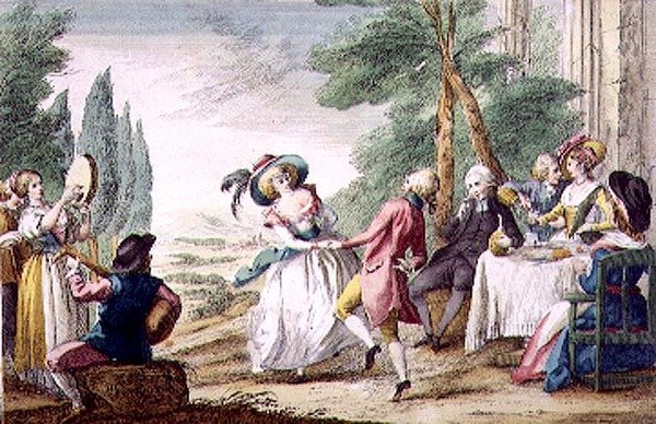 Jogos Florentinos, a Dança (gravura colorida) de Guiseppe Piattoli