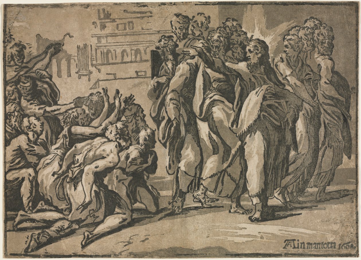 Cristo curando os leprosos, 1608. de Guiseppe Rossigliani