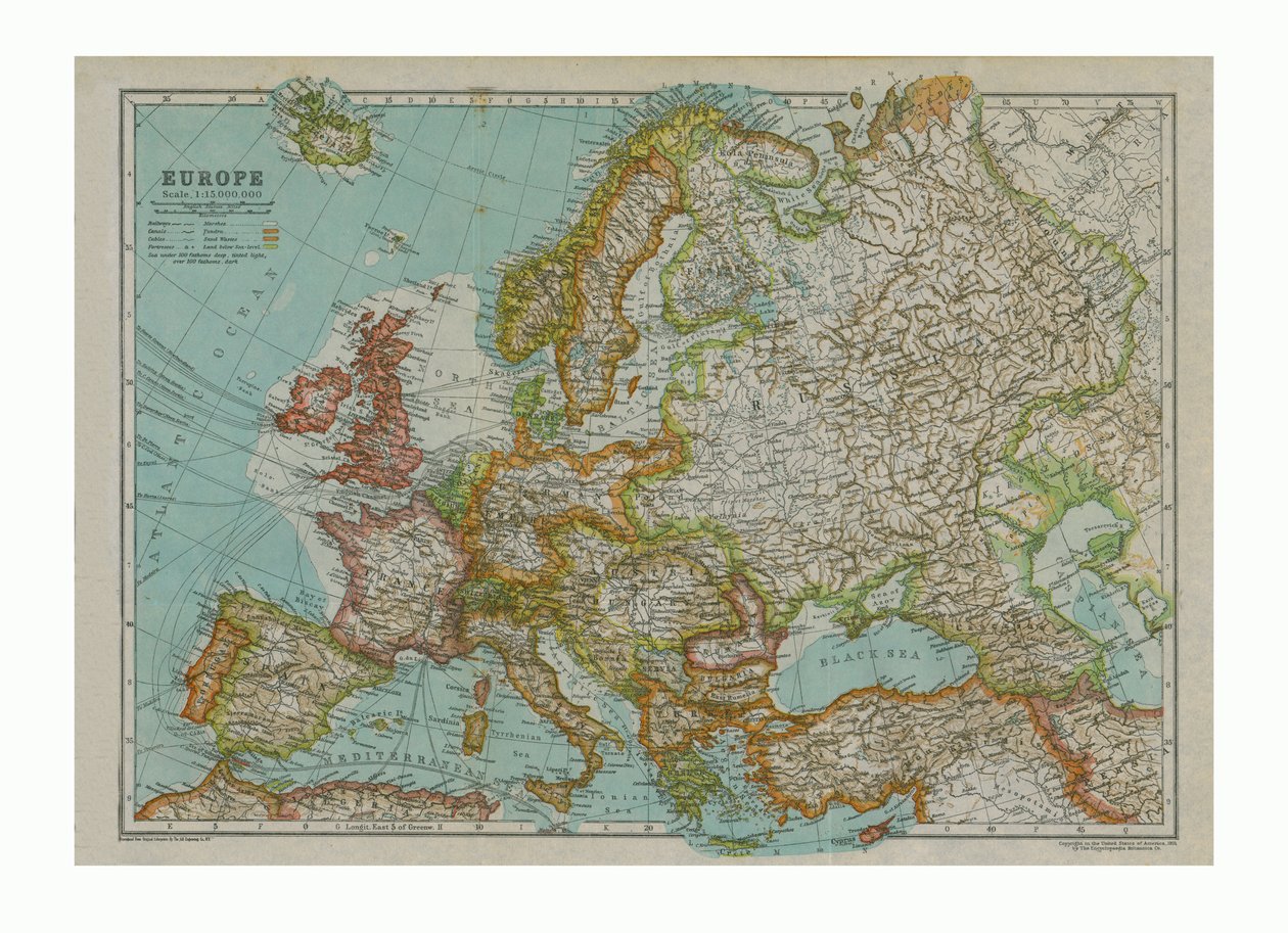 Mapa da Europa, c1910 de Gull Engraving Company
