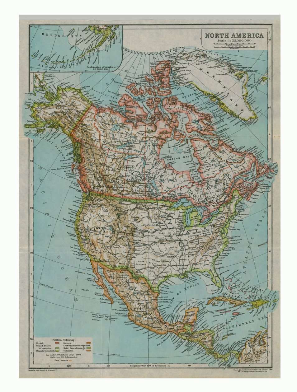 Mapa da América do Norte, c1910 de Gull Engraving Company