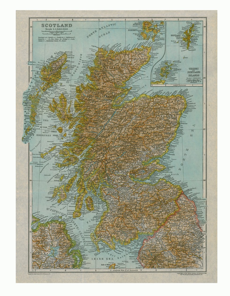 Mapa da Escócia, c1910 de Gull Engraving Company