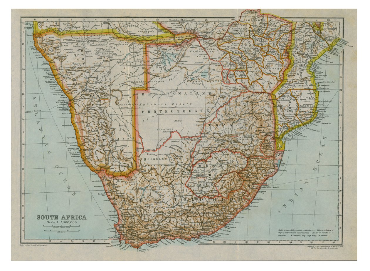 Mapa da África Austral do Sul, c1910 de Gull Engraving Company