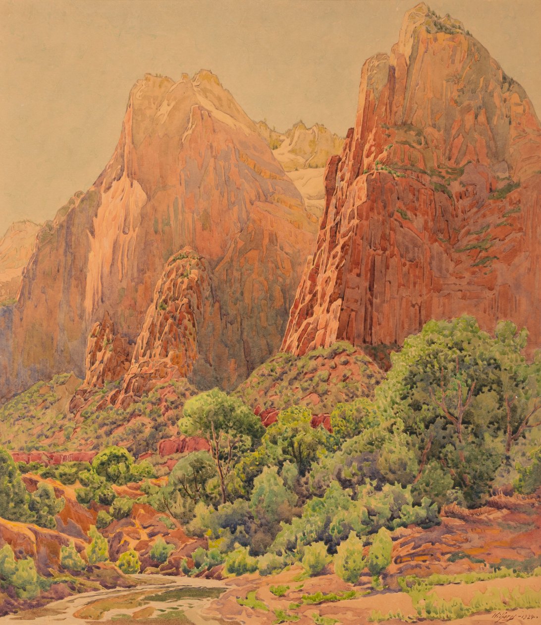 Os Patriarcas, Parque Nacional de Zion, 1924. de Gunnar Widforss