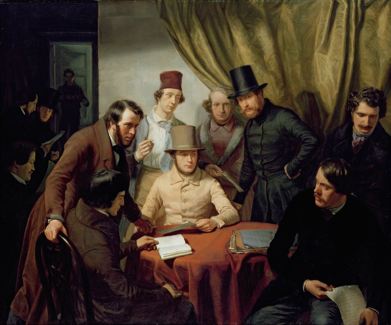 Os membros do Clube do Artista de Hamburgo, 1840 de Gunther Gensler