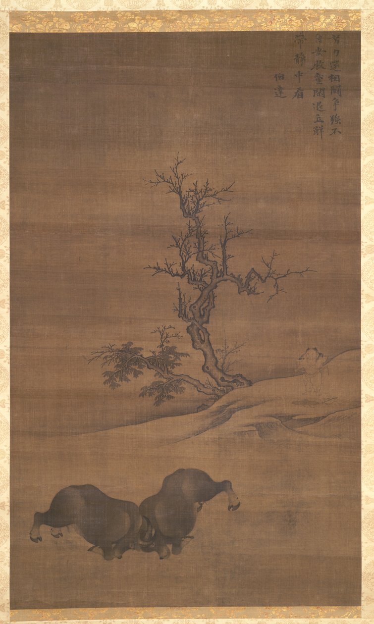 Herdboys e Buffalo em paisagens, 1200s. de Guo Min