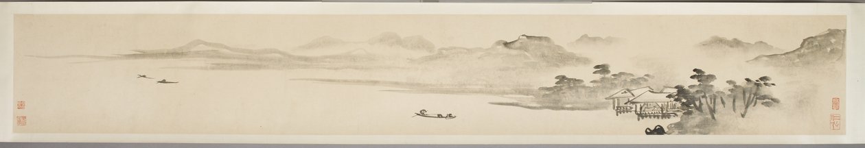 Paisagem com pescador e poema (tinta sobre papel) (ver também 351451-3) de Guo Xu Guo Xu
