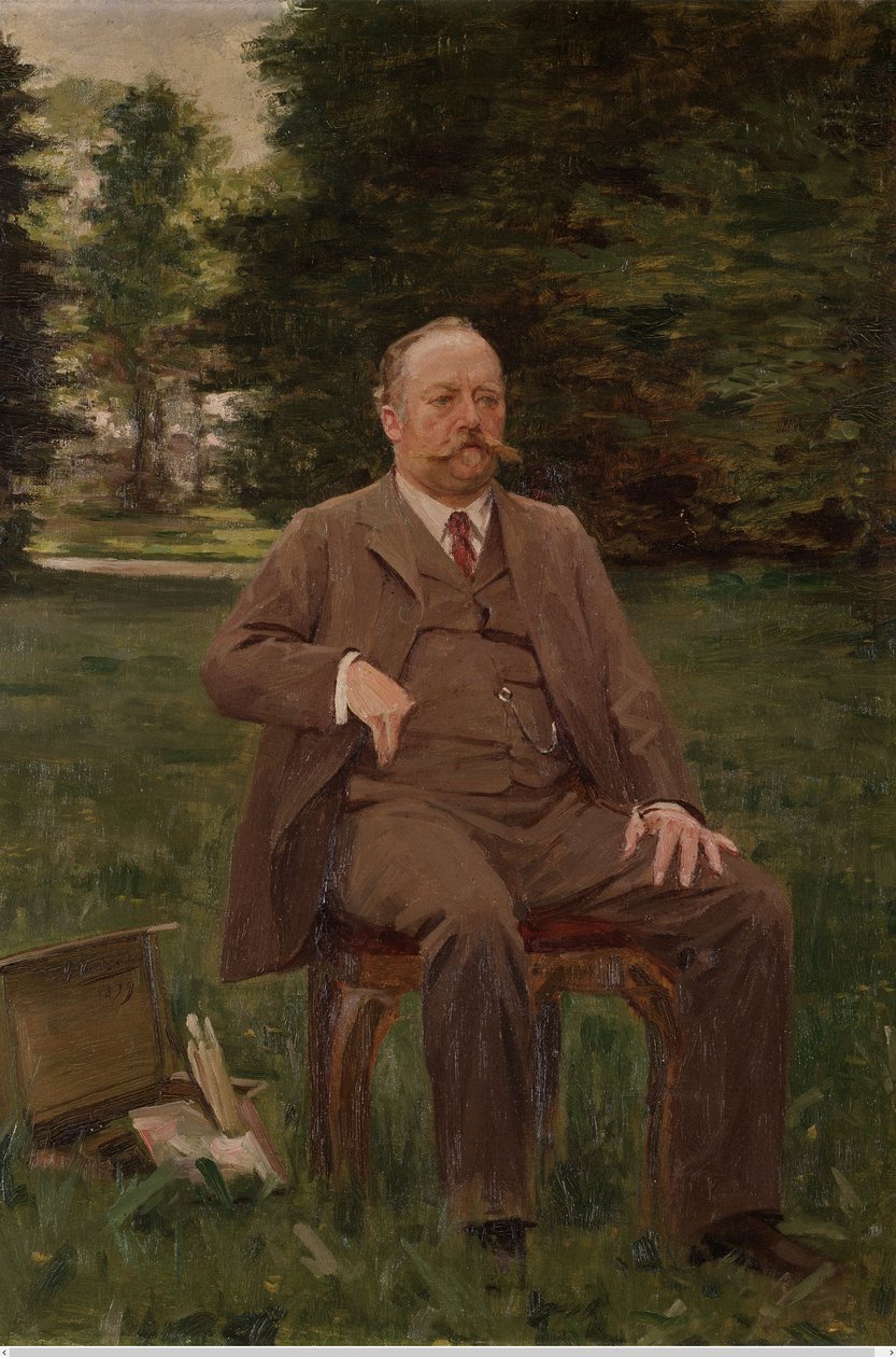 Fernand Scribe no seu jardim de Gustaaf Vanaise