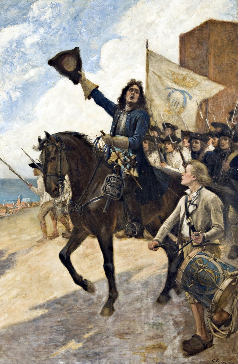 Grande guerre du Nord (1700-1721): Magnus Stenbock (1665-1717), feld marechal suedois, a la bataille de Helsinborg de Gustaf Olaf Cederstrom