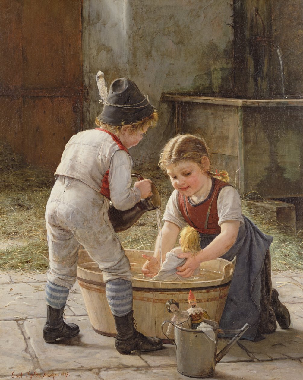 Banhando suas bonecas de Gustav Igler