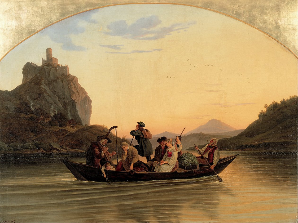 Cruzando em Schreckenstein de Gustav Karl Ludwig Richter