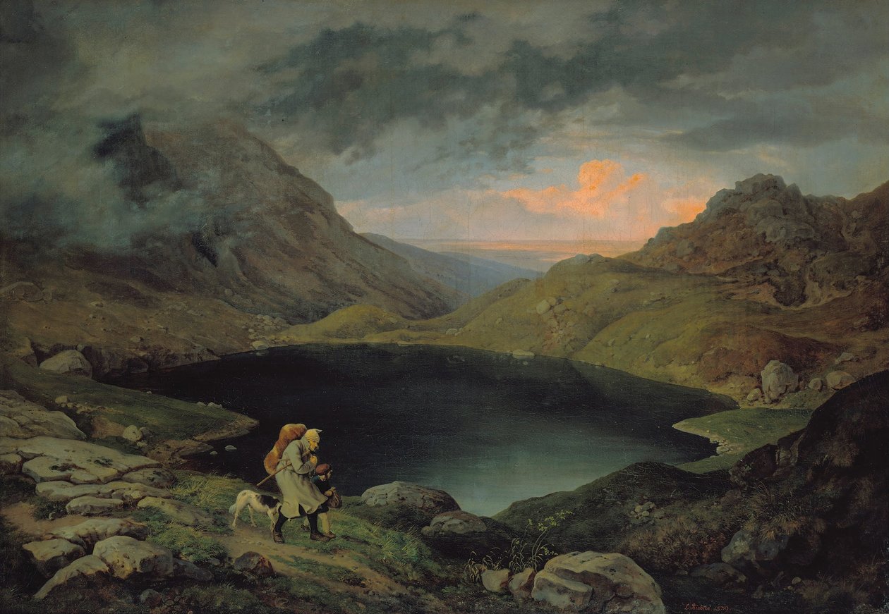 Lagoa nas montanhas gigantes de Gustav Karl Ludwig Richter
