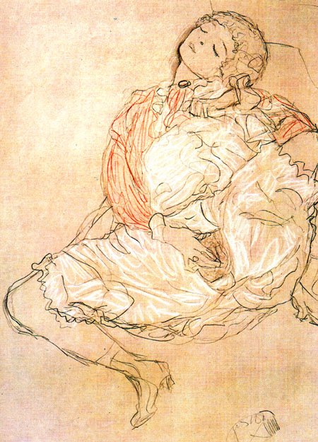 MasturbationnPortugues: Mulher sentada de coxas abertasnGerman: Woman masturbating de Gustav Klimt