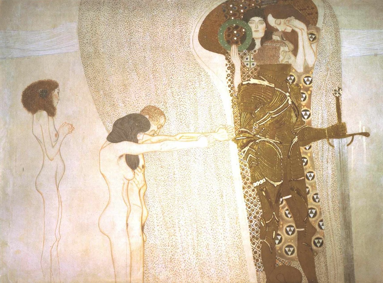 Beethovenfries - ansiando pela felicidade de Gustav Klimt