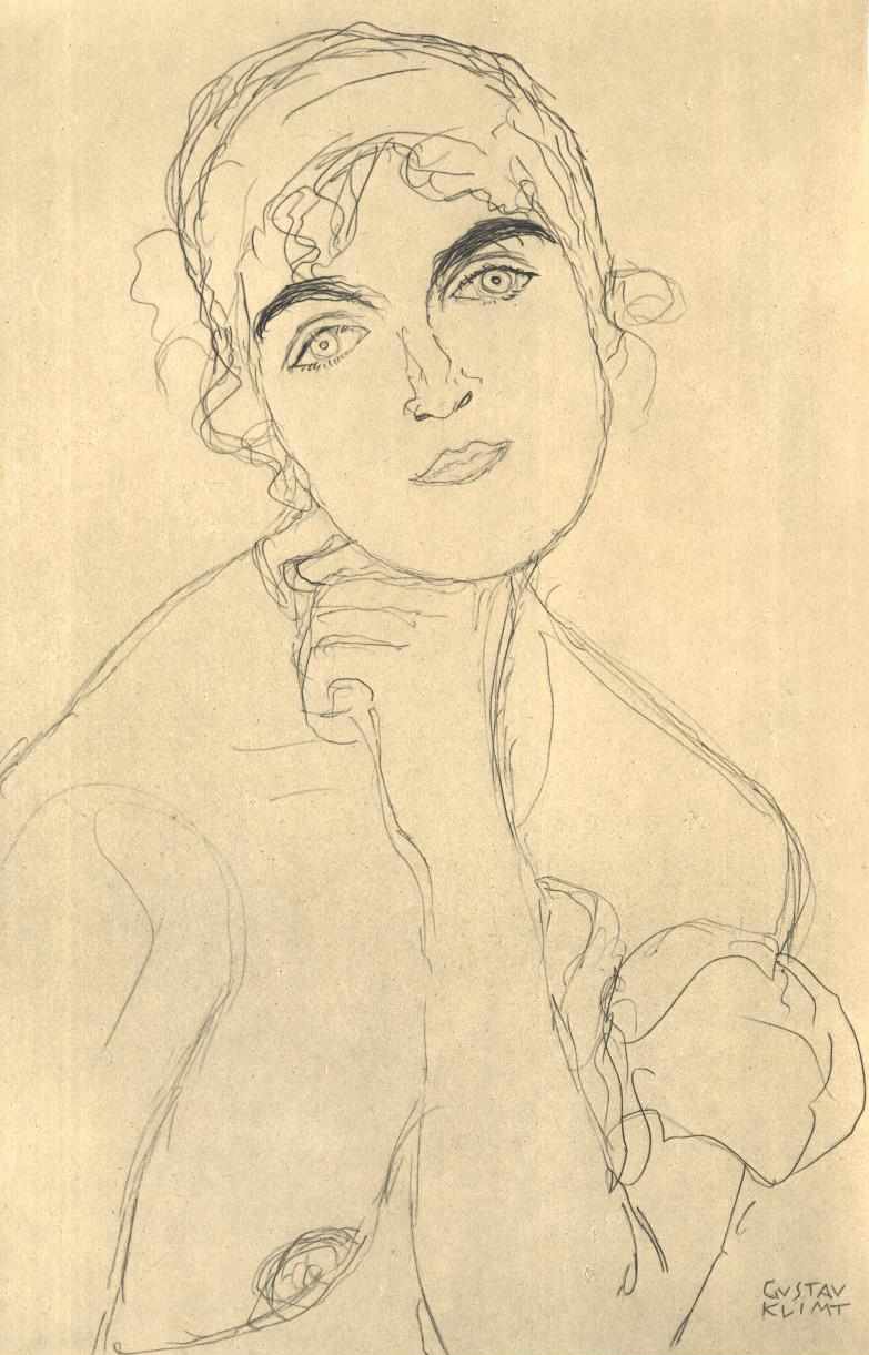 Meia retrato da frente de Gustav Klimt