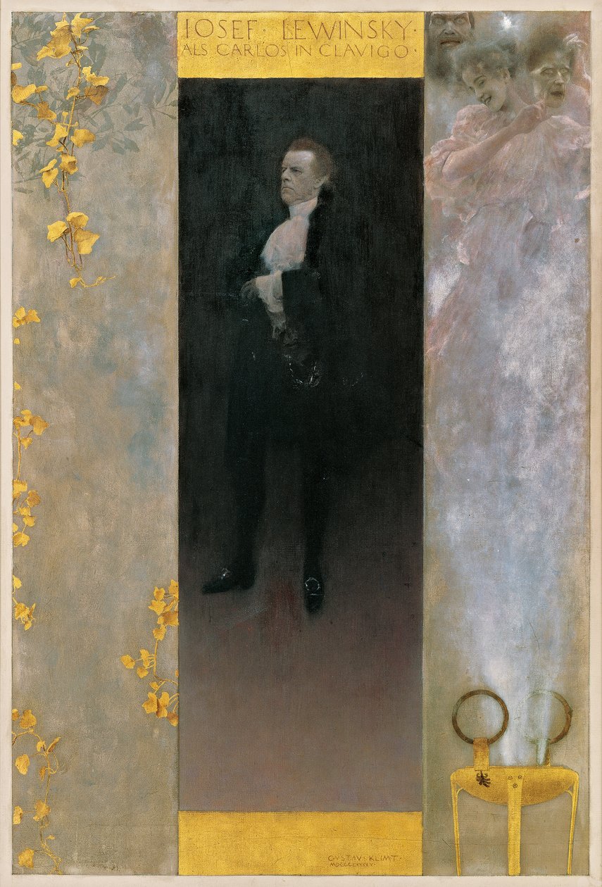 Der Hofschauspieler josef Lewinsky ao Carlos em "Clavigo" de Gustav Klimt