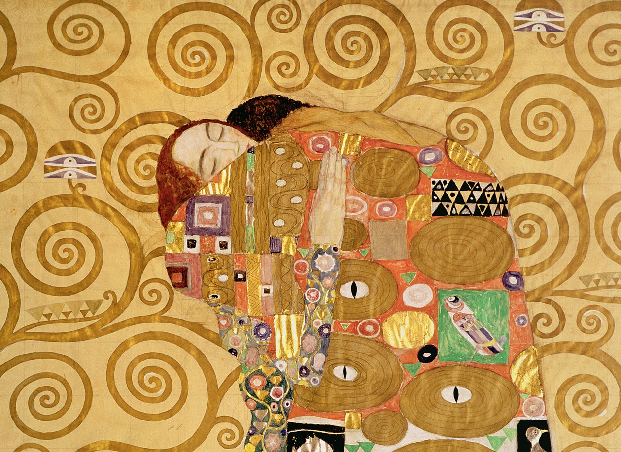 Cumprimento (Friso Stoclet) c.1905-09 (têmpera, wc) (detalhe de 65884) de Gustav Klimt