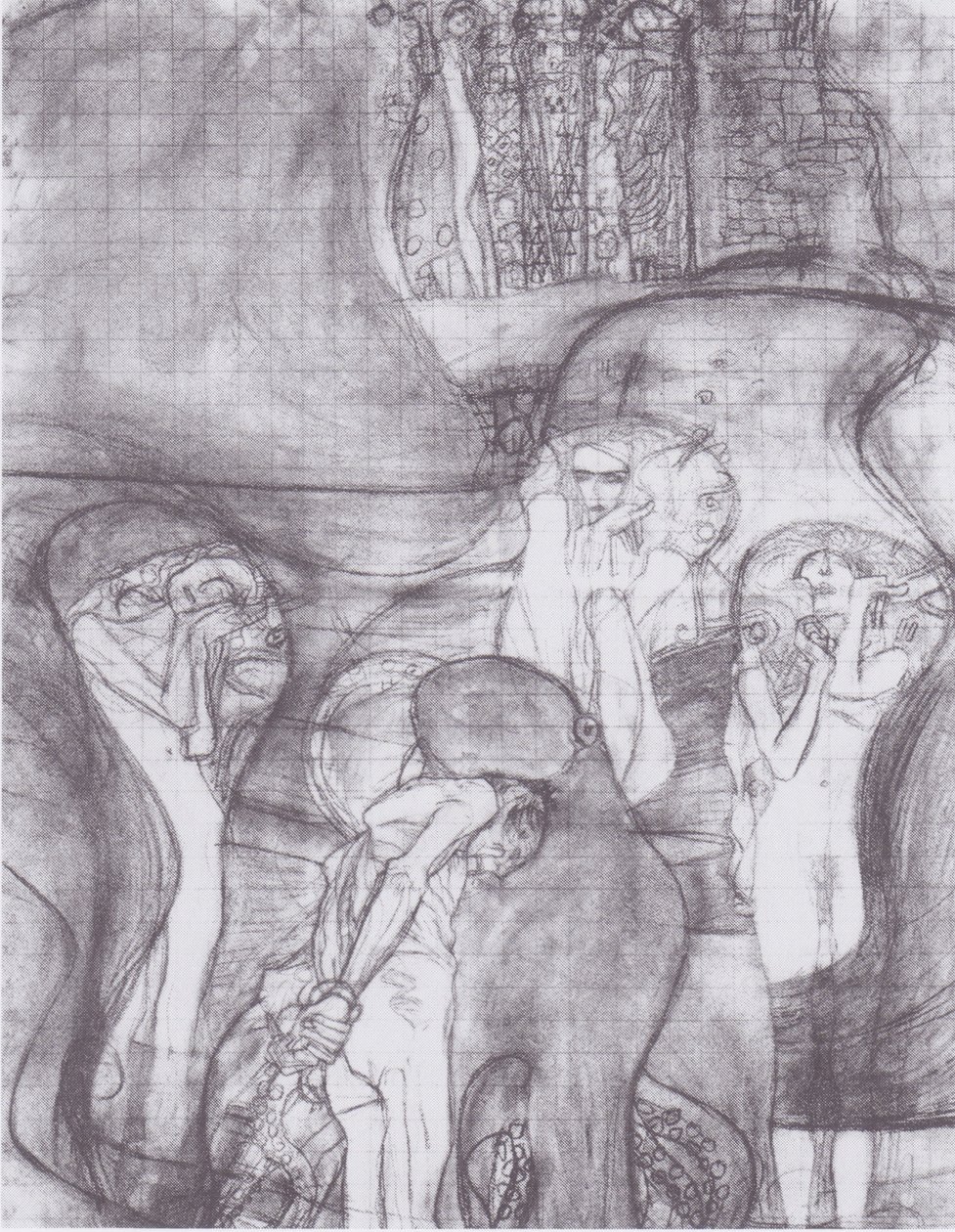 Design de composição pintada para o Jusisprudenz de Gustav Klimt