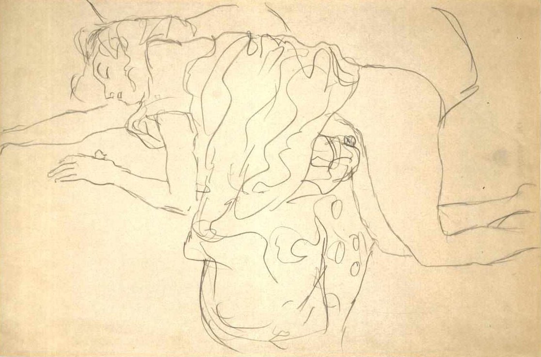 Ajoelhando meio ciclo para a esquerda de Gustav Klimt