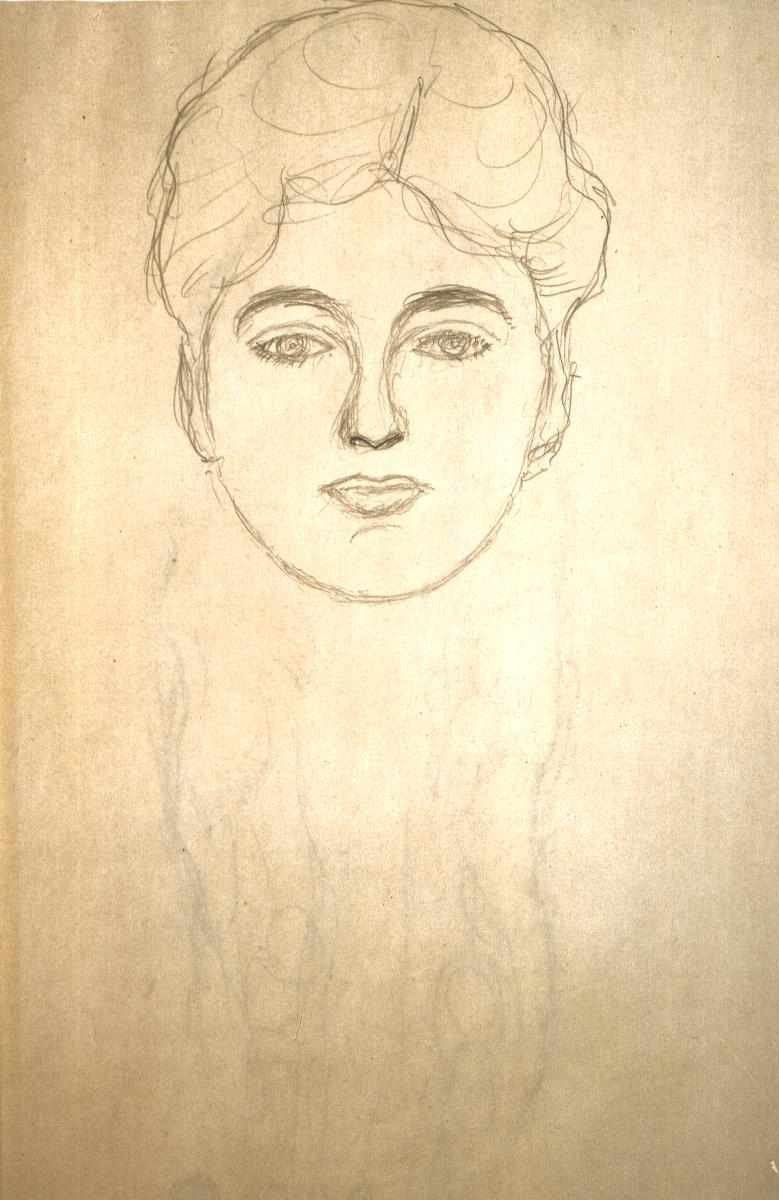 Estudo da cabeça pela frente de Gustav Klimt