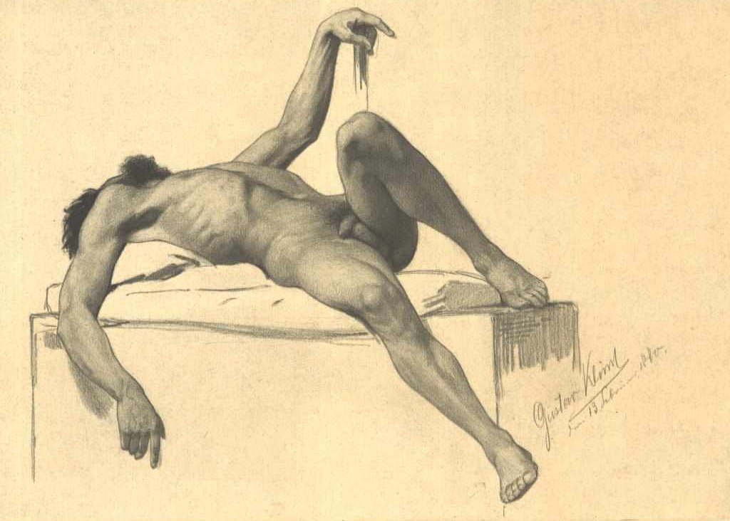Deitado nu masculino de Gustav Klimt