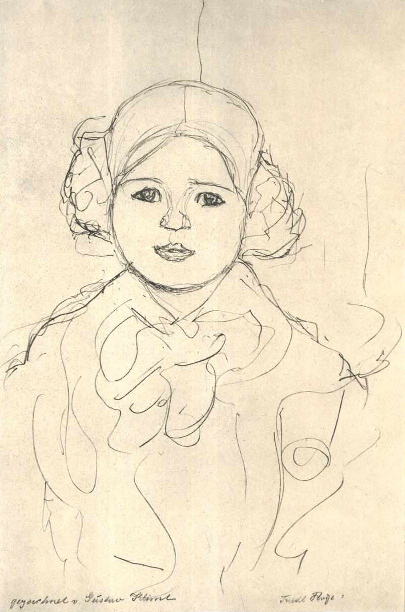 Menina estudo de frente de Gustav Klimt