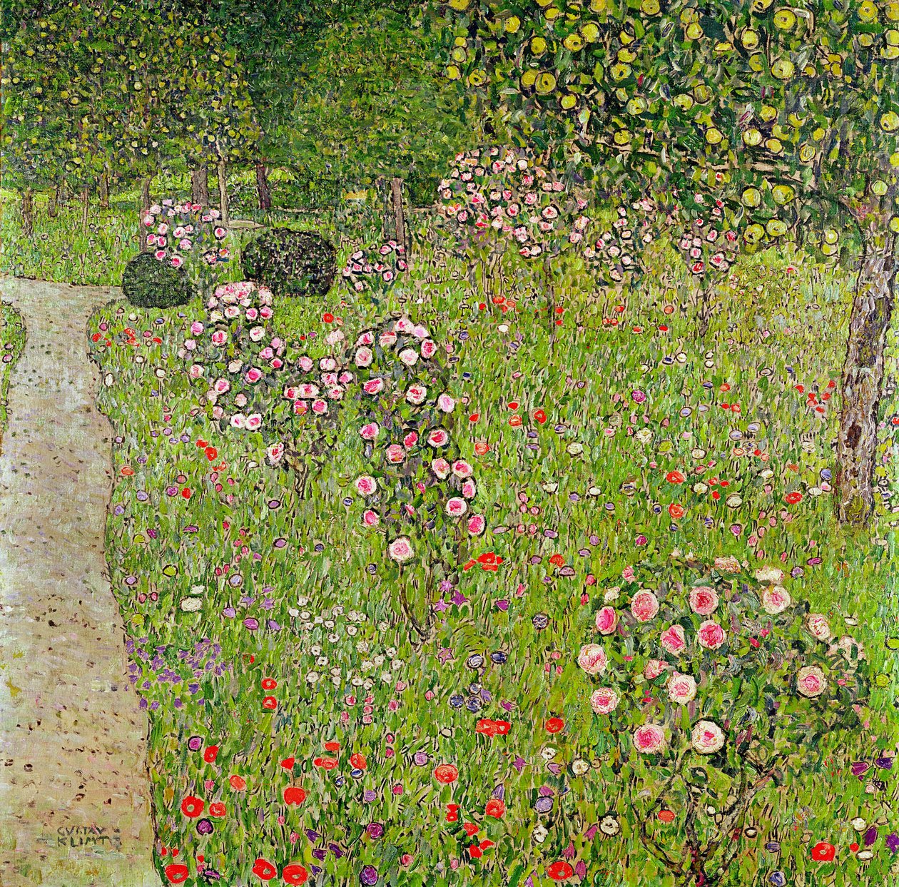 Pomar com rosas de Gustav Klimt