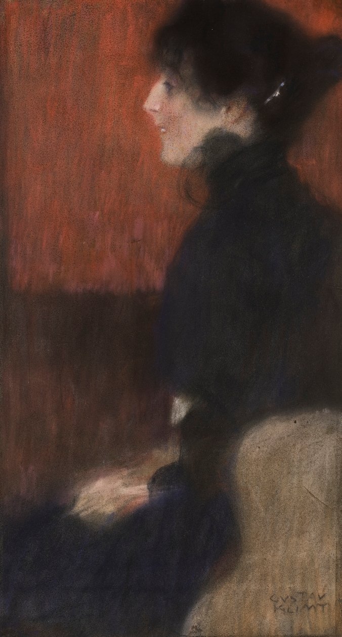 Retrato de uma senhora, 1887-1907 (pastel sobre papel) de Gustav Klimt