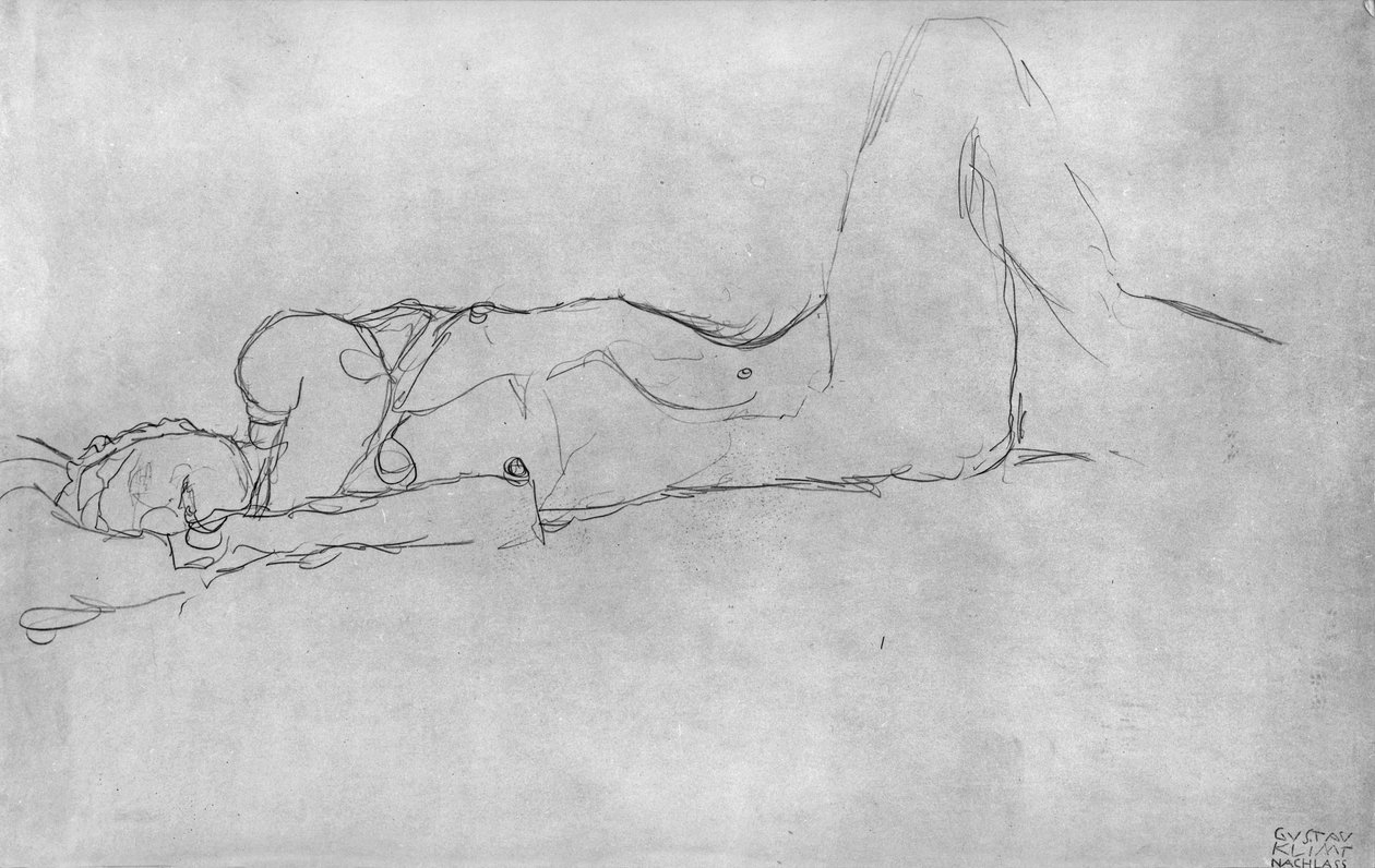 Nu feminino reclinado de Gustav Klimt