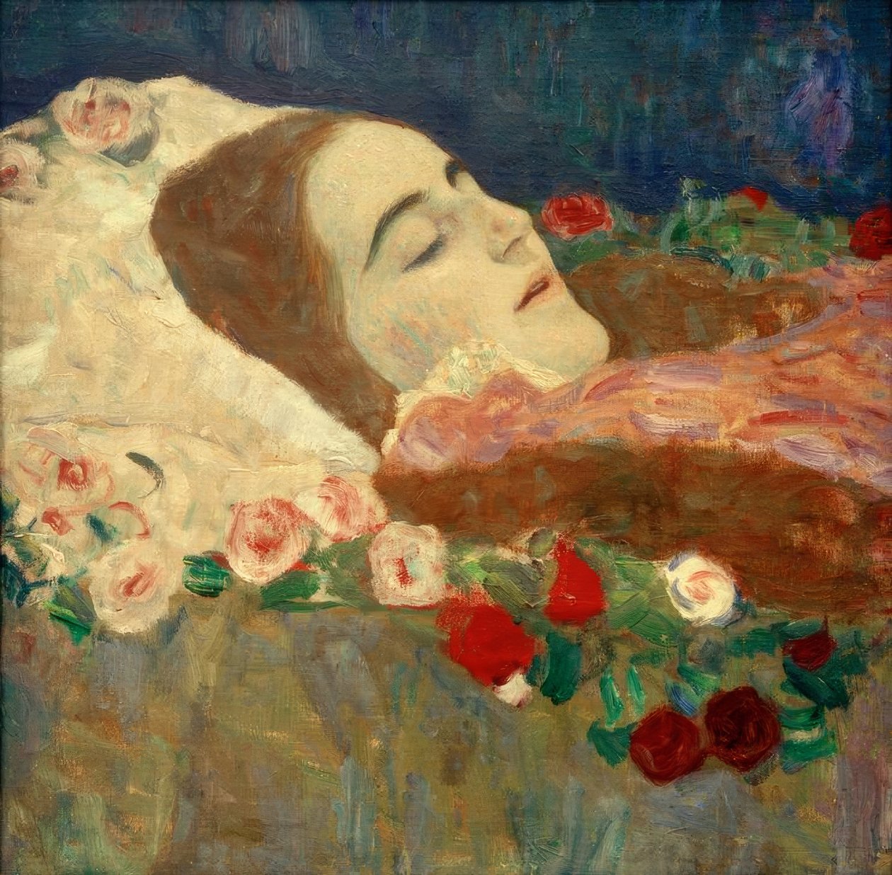 Ria Munk no leito de morte de Gustav Klimt